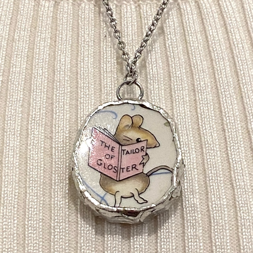 Beatrix Potter Mouse Pendant Necklace